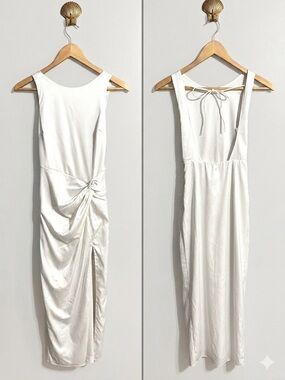 Abercrombie Cream Satin Cowl Neck Maxi Gown XS